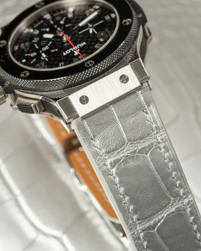 Bespoke Watch Strap in Metallic Silver Alligator