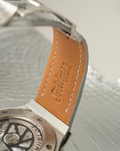 Bespoke Watch Strap in Metallic Silver Alligator