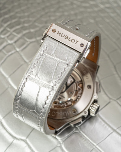 Bespoke Watch Strap in Metallic Silver Alligator
