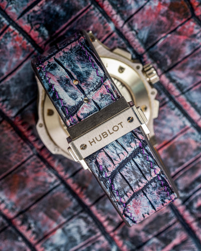 Bespoke Watch Strap in Multi-Purple Galaxy Alligator