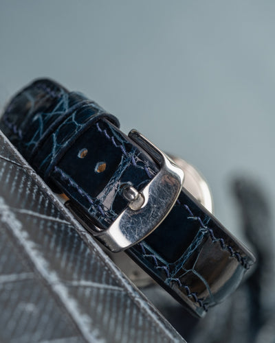 Bespoke Watch Strap in Peacock Blue Crocodile