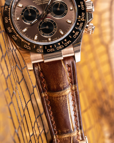Bespoke Watch Strap in Bronze Brushed Alligator