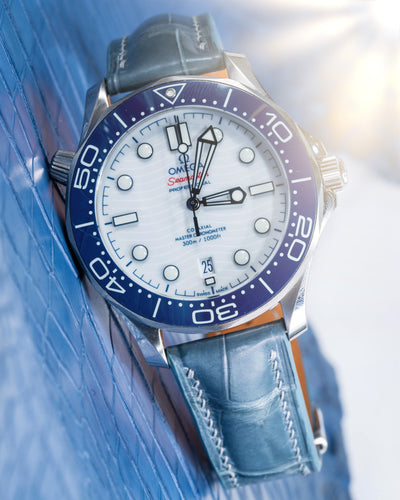 Bespoke Watch Strap in Icy Blue Alligator