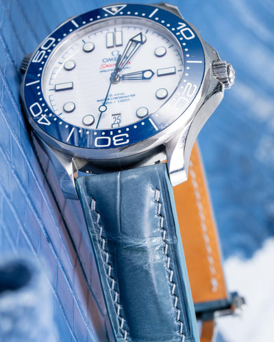 Bespoke Watch Strap in Icy Blue Alligator