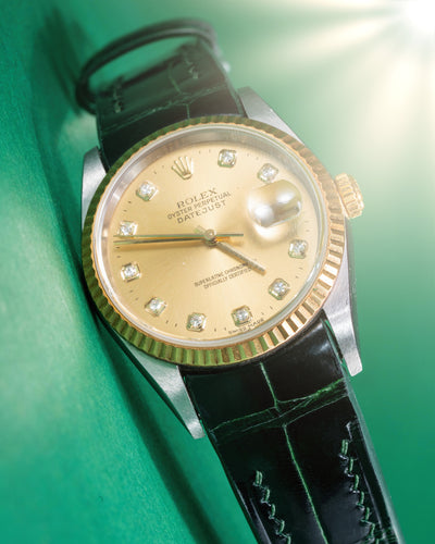 Bespoke Watch Strap in Hunter Green Crocodile