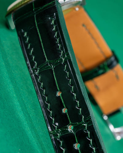 Bespoke Watch Strap in Hunter Green Crocodile