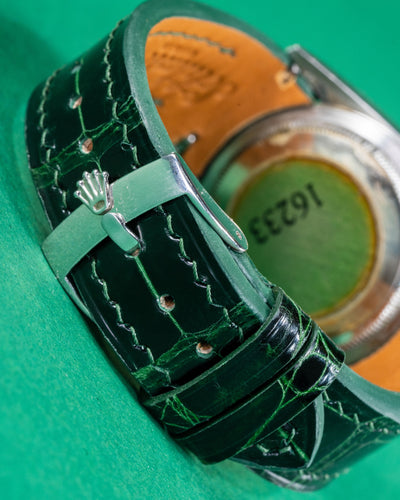 Bespoke Watch Strap in Hunter Green Crocodile