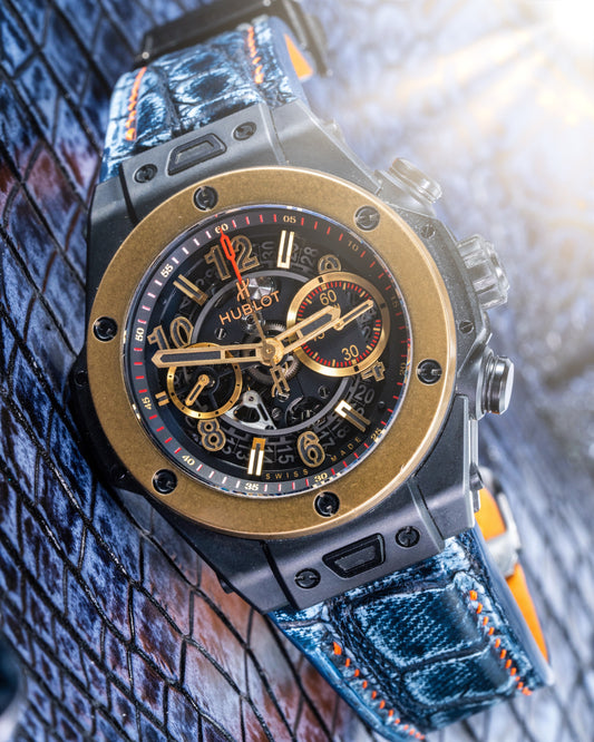 Bespoke Watch Strap in Denim Crocodile