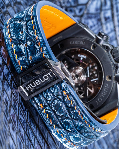 Bespoke Watch Strap in Denim Crocodile