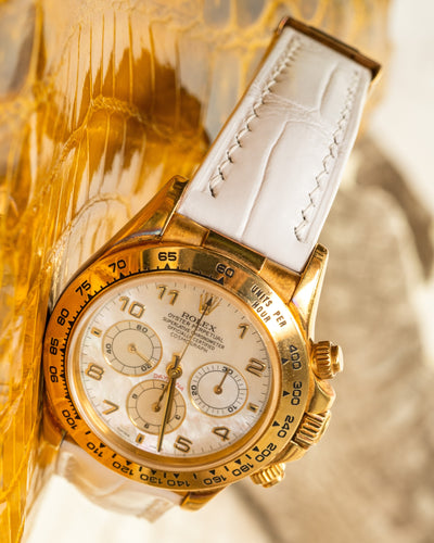 Bespoke Watch Strap in White Crocodile