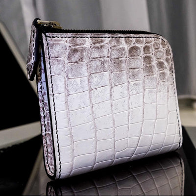 Bespoke Zipper Wallet in Natural Himalayan Crocodile