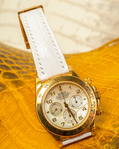 Bespoke Watch Strap in White Crocodile
