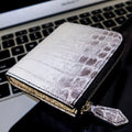 Bespoke Zipper Wallet in Natural Himalayan Crocodile