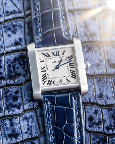 Bespoke Watch Strap in Navy Blue Crocodile