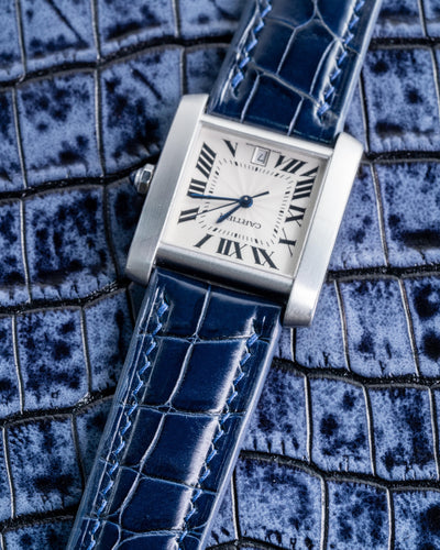 Bespoke Watch Strap in Navy Blue Crocodile