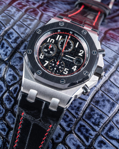 Bespoke Watch Strap in Black Crocodile