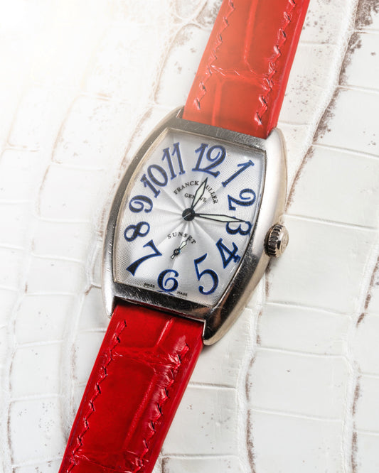 Bespoke Watch Strap in Ferrari Red Crocodile