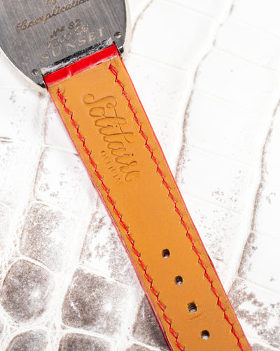 Bespoke Watch Strap in Ferrari Red Crocodile