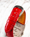 Bespoke Watch Strap in Ferrari Red Crocodile
