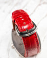 Bespoke Watch Strap in Ferrari Red Crocodile