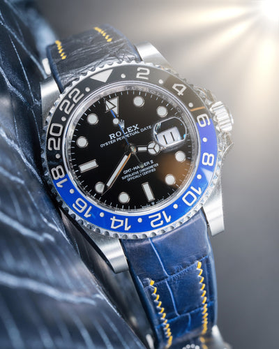 Bespoke Watch Straps in Ombre Dull & Tie Dye Blue Crocodile