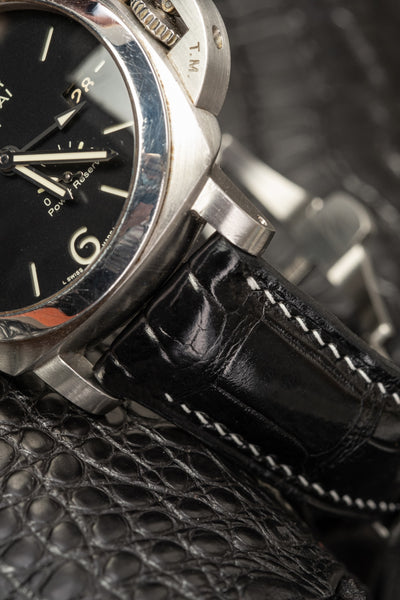 Bespoke Watch Strap in Black Crocodile