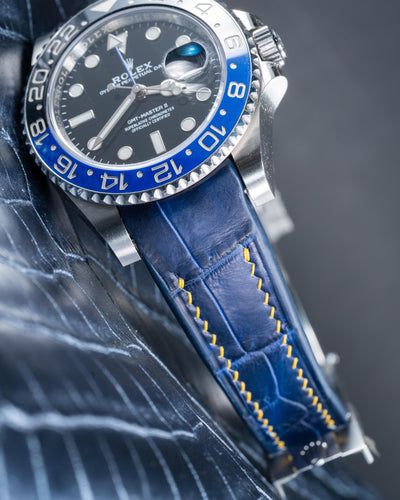 Bespoke Watch Straps in Ombre Dull & Tie Dye Blue Crocodile