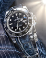 Bespoke Watch Strap in Black Silver Alligator