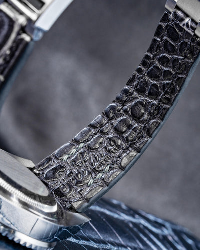 Bespoke Watch Strap in Black Silver Alligator