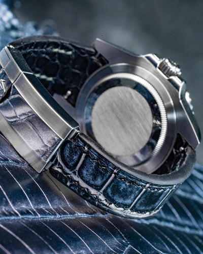 Bespoke Watch Strap in Black Silver Alligator