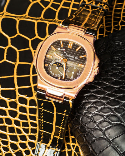 Bespoke Watch Strap in Gold Black Alligator