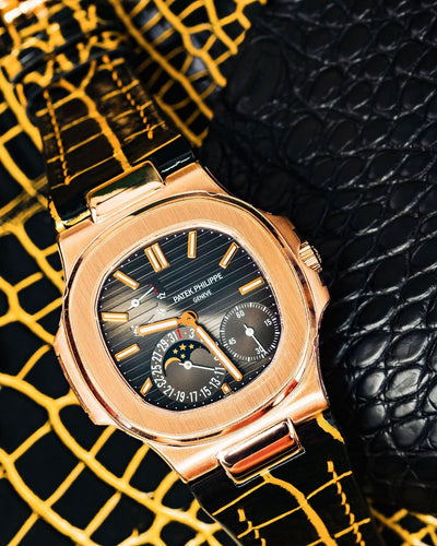Bespoke Watch Strap in Gold Black Alligator