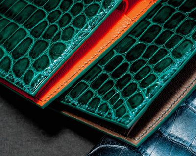 Bespoke Bifold Wallets in Hunter Green Crocodile