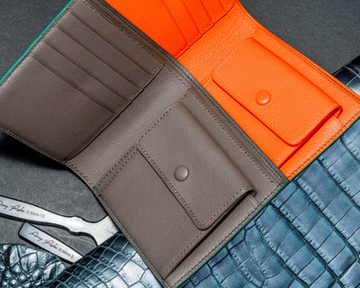 Bespoke Bifold Wallets in Hunter Green Crocodile