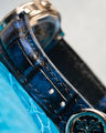 Bespoke Watch Strap in 2 Tone Navy Blue Crocodile