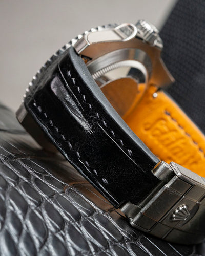 Bespoke Watch Strap in Black Crocodile