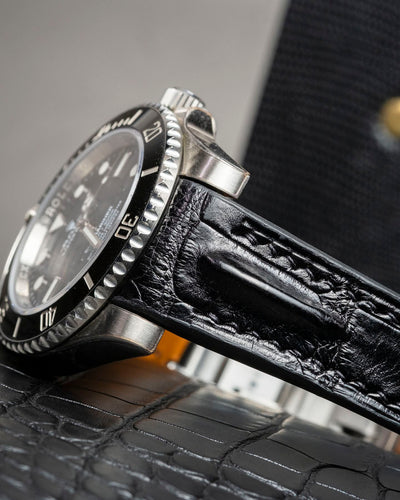 Bespoke Watch Strap in Black Crocodile