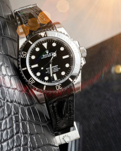 Bespoke Watch Strap in Black Crocodile