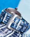 Bespoke Watch Strap in Tainted Blue Snowflake Crocodile