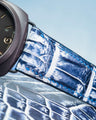 Bespoke Watch Strap in Tainted Blue Snowflake Crocodile