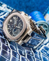 Bespoke Watch Strap in Tainted Blue Snowflake Crocodile