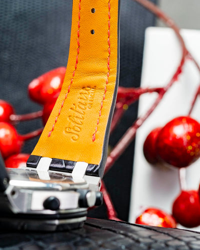 Bespoke Watch Strap in Black Crocodile