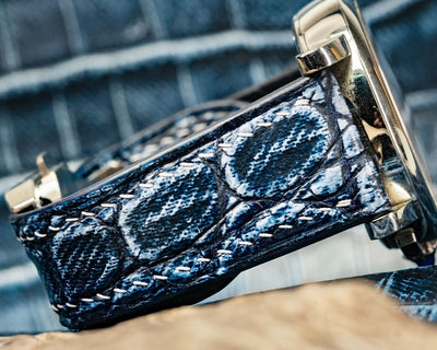 Bespoke Watch Strap in Denim Crocodile
