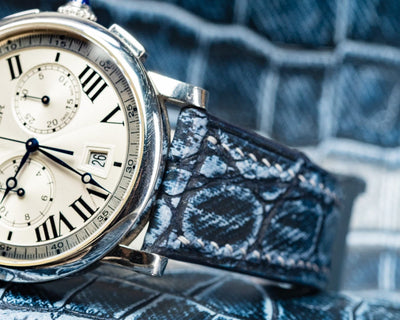 Bespoke Watch Strap in Denim Crocodile