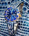 Bespoke Watch Strap in Tainted Blue Snowflake Crocodile
