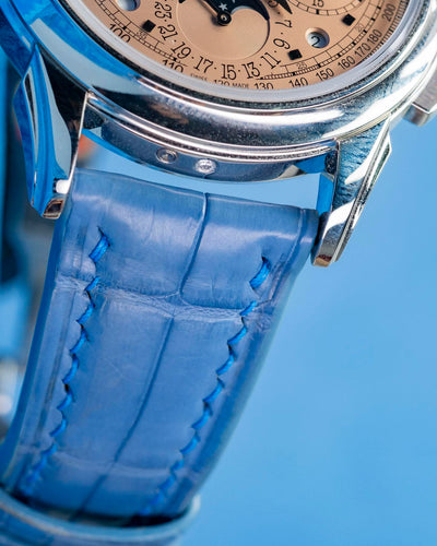 Bespoke Watch Strap in Baby Blue Himalayan Crocodile