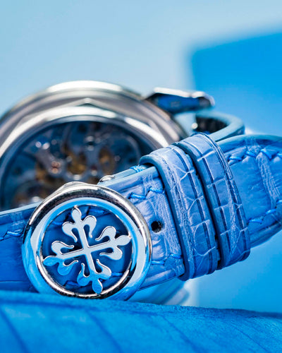 Bespoke Watch Strap in Baby Blue Himalayan Crocodile
