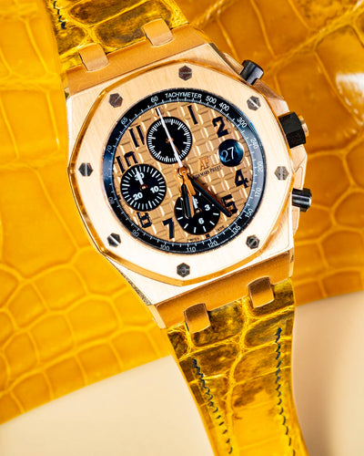 Bespoke Watch Strap in Yellow Himalayan Crocodile