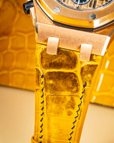 Bespoke Watch Strap in Yellow Himalayan Crocodile
