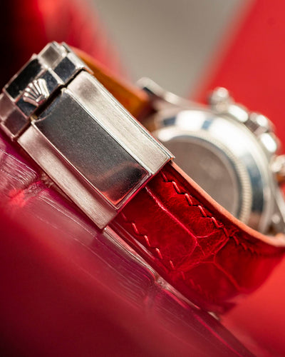 Bespoke Watch Strap in Ferrari Red Crocodile